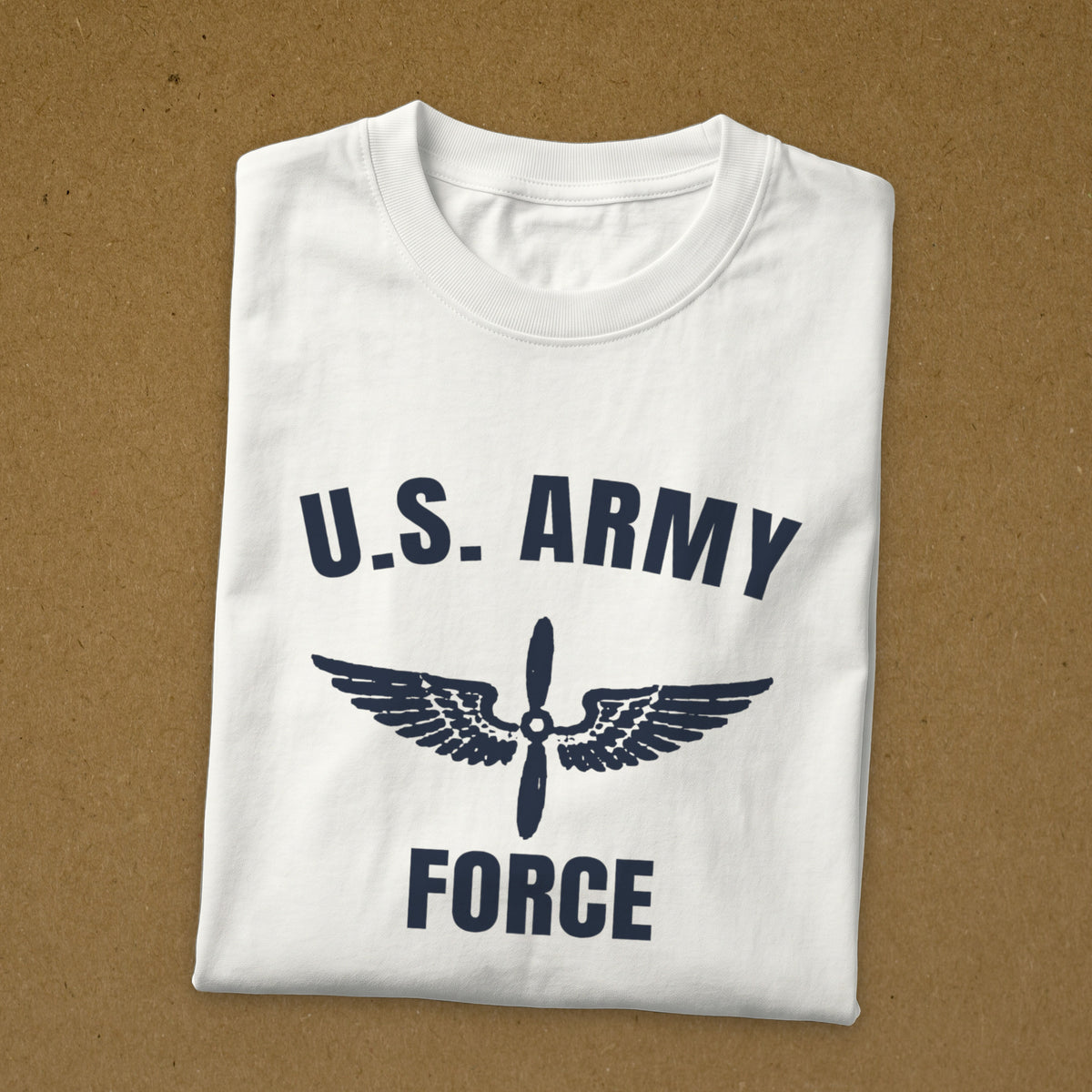 T-shirt blanc imprimé U.S. Army Air Force à l'hélice ailée, reproduction WW2, t-shirt plié
